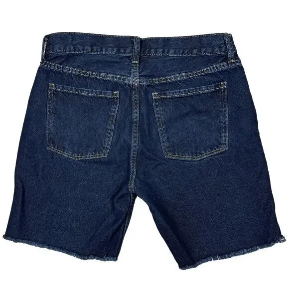 Old‎ Navy Jean Shorts Women's 8 Cutoffs Slouchy Dark Wash Grunge Denim Vacation - Picture 2 of 8